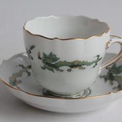 MEISSEN Tasse porcelaine Dragon vert