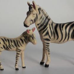 Zèbre et zébreau Elastolin Hausser composition Jouet