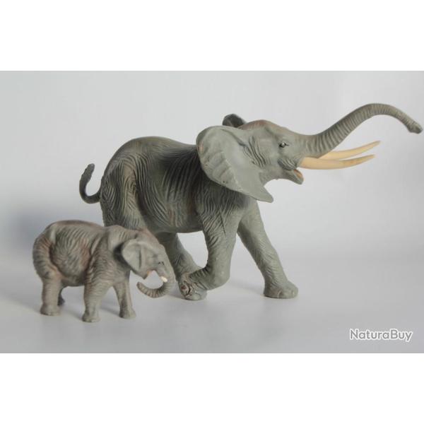 Grand �l�phant et �l�phanteau Elastolin Hausser composition Jouet