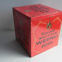 Boîte à biscuits tôle lithographiée biscuits waffeln wernli olten