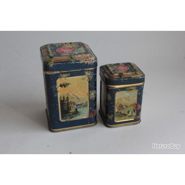 2 Bo�tes � th� t�le lithographi�e Monogramme PaM d�cors Suisse