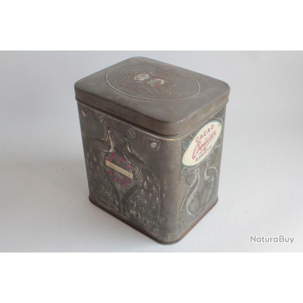 Bo�te � chocolat cacao t�le lithographi�e gaufr� Cacao Croisier Gen�ve