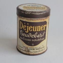 Boîte chocolat tôle lithographiée Déjeuner Heudebert Cacao solubilisé