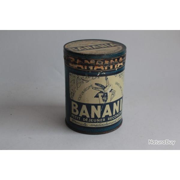 Bo�te chocolat cacao ronde t�le lithographi�e BANANIA bleue