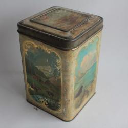 Boîte tôle lithographiée Cacao biscuits Vues Suisse