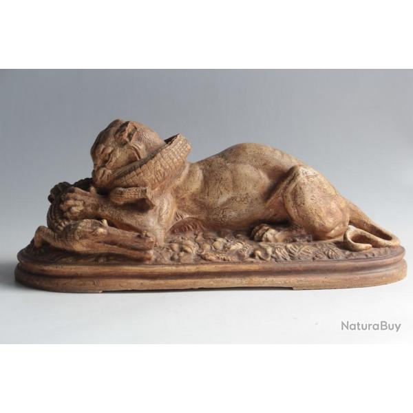 Louis BARYE Sculpture pl�tre Tigre en d�vorant un gavial
