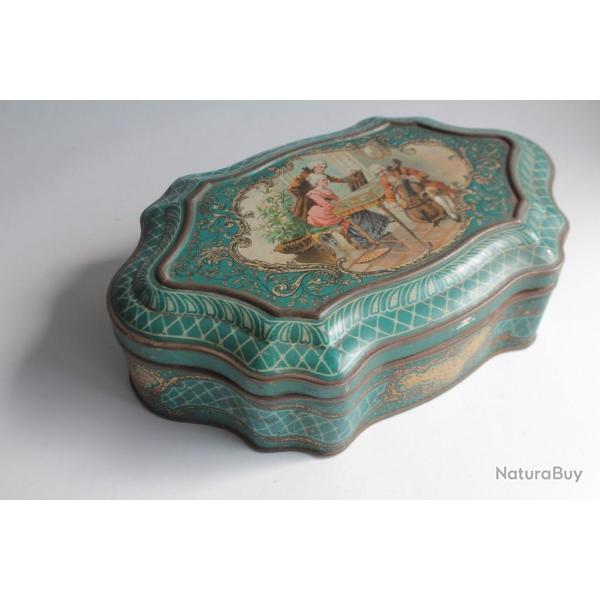 Bo�te � biscuits t�le lithographi�e biscuits Pernot Dijon joueur de musique