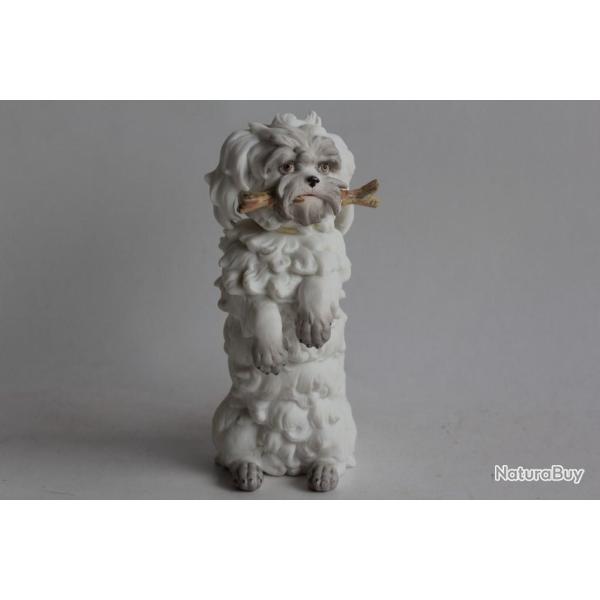 VOLKSTEDT Chien de Bologne porcelaine biscuit XVIIIe si�cle