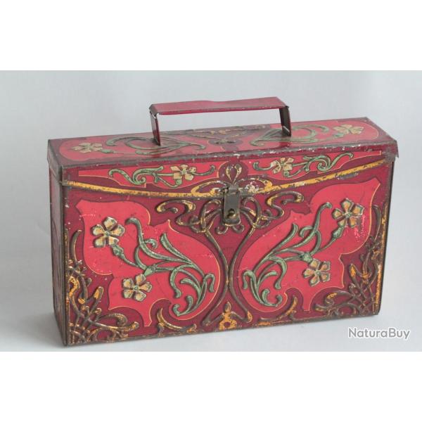 Bo�te biscuits t�le lithographi�e Olibet gaufr�e Art Nouveau