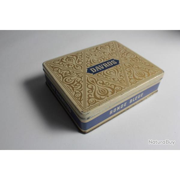 Bo�te � Cigarettes t�le lithographi�e Davros Ronde bleue