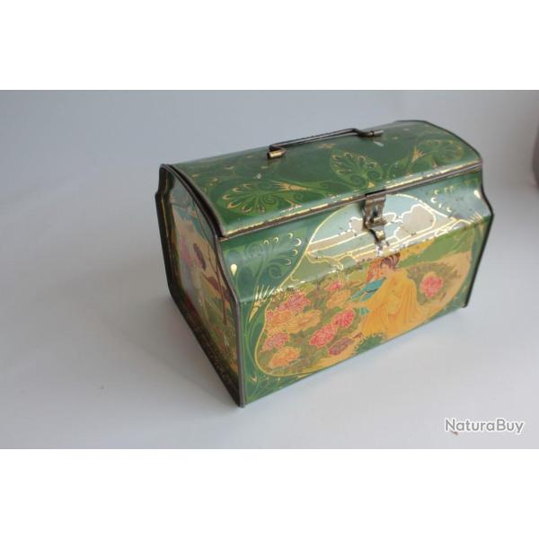 Bo�te biscuits t�le lithographi�e femme art nouveau