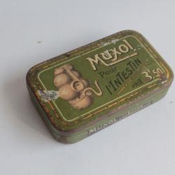 Boîte médicaments tôle lithographiée Muxol pour l'intestin Pharmacie