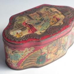 Boîte biscuits tôle lithographiée Olibet expo universelle Paris 1900