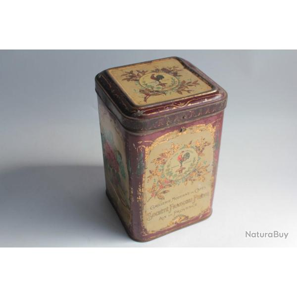 Bo�te caf� t�le lithographi�e au coq gaulois Fran�ois Pr�ve