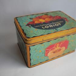 Boîte tôle lithographiée bonbons Loriot Strasbourg