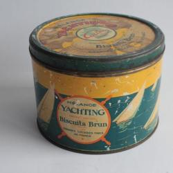 Boîte à biscuit tôle lithographiée mélange Yachting biscuits Brun Codec