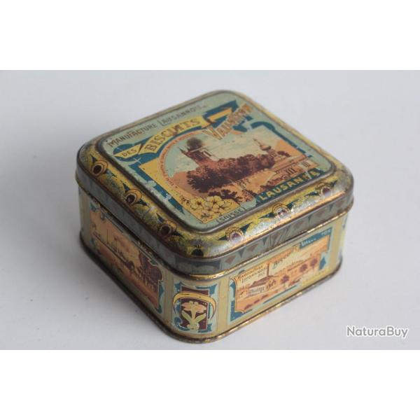 Bo�te t�le lithographi�e Biscuits Vallotton Lausanne Suisse