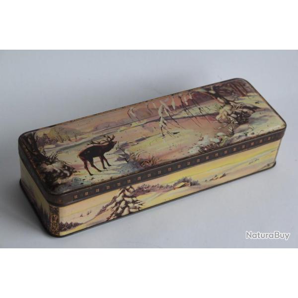 Bo�te Biscuits t�le lithographi�e Debray Paris Cerf Hiver