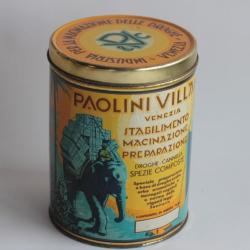 Boîte tôle lithographiée Épices Paolini villani e C Venezia Italie