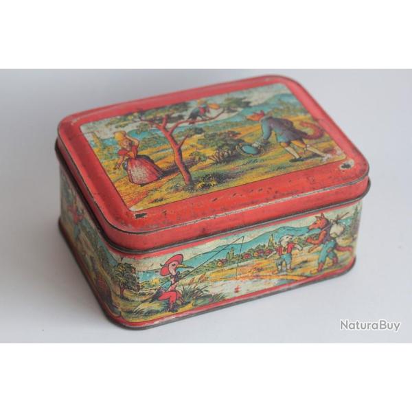 Bo�te t�le lithographi�e Biscuits Damoiseau Fable de la Fontaine