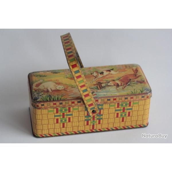 Bo�te biscuits pique nique t�le lithographi�e animaux
