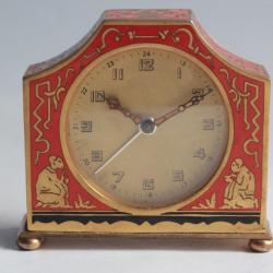 Pendulette réveil émaillée Chinois Art déco