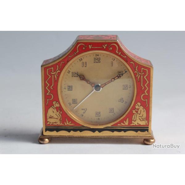 Pendulette r�veil �maill�e Chinois Art d�co