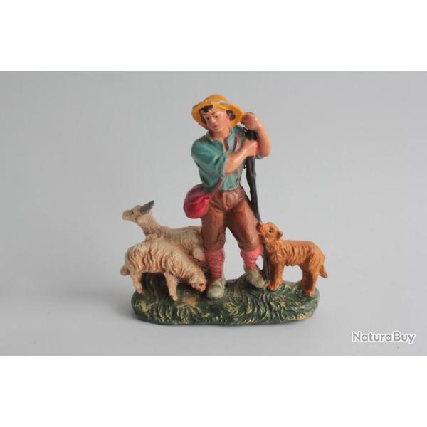Figurine vintage Composition berger chien ch�vres Italie