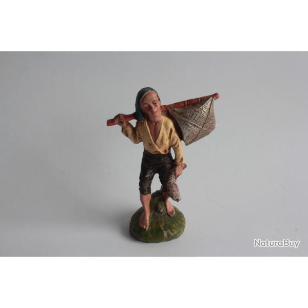 Figurine vintage Composition p�cheur revenant de la p�che Italie