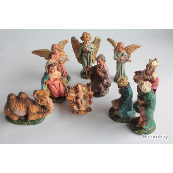 10 Figurines vintage Composition personnages de la cr�che Italie