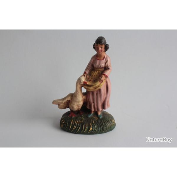 Figurine vintage Composition femme avec une oie Italie
