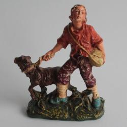 Figurine vintage Composition personne promenant sont chien Italie