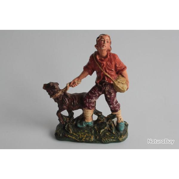 Figurine vintage Composition personne promenant sont chien Italie
