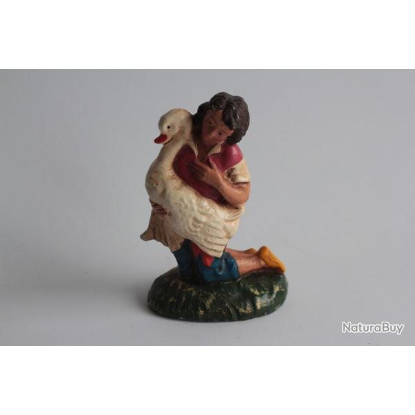 Figurine vintage Composition petite fille avec une oie Italie