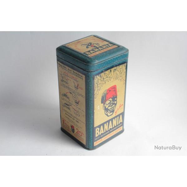 Bo�te chocolat cacao t�le lithographi�e BANANIA bleue Riz