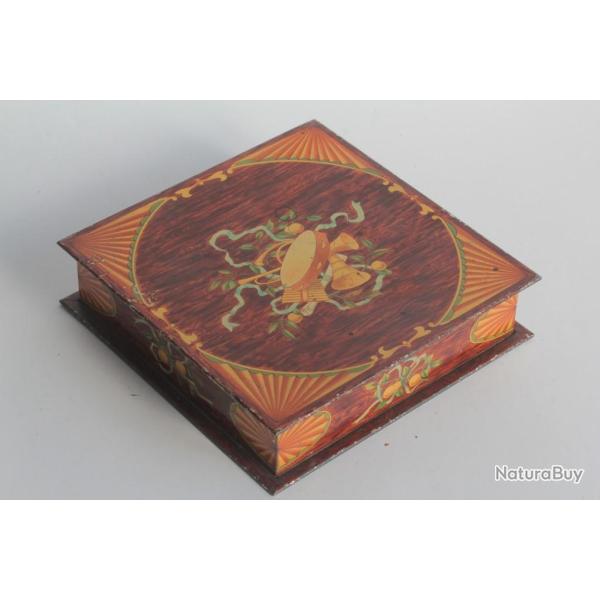 Bo�te t�le lithographi�e Huntley Palmers Marqueterie Instruments musique