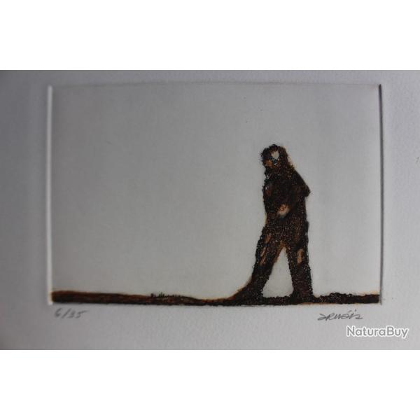 Gravure lithographi�e Doroteo ARN�IZ Le Marcheur de la Paix