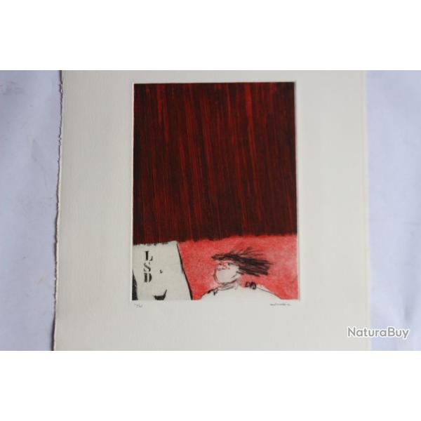 Gravure lithographi�e Doroteo ARN�IZ La fuite