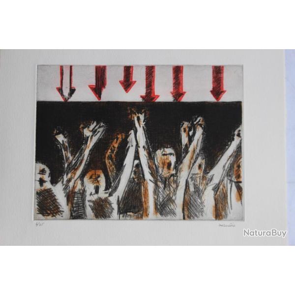 Gravure lithographie Doroteo ARNIZ Excitation raciale