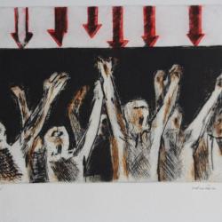 Gravure lithographiée Doroteo ARNÁIZ Excitation raciale