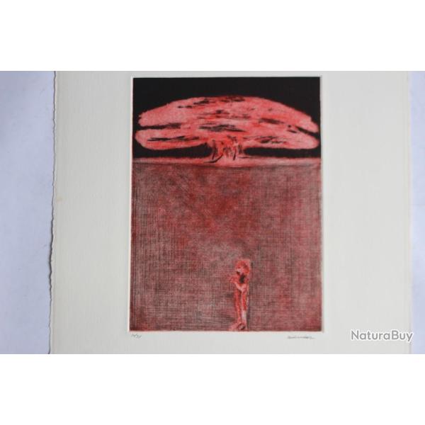 Gravure lithographie Doroteo ARNIZ La bombe et l'enfant