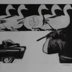 Gravure lithographiée Doroteo ARNÁIZ Dallas 3' O'Clock