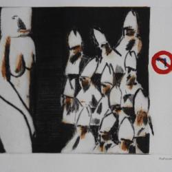 Gravure lithographiée Doroteo ARNÁIZ Le planing de la faim