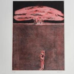 Gravure lithographiée Doroteo ARNÁIZ Le père Noël et la bombe