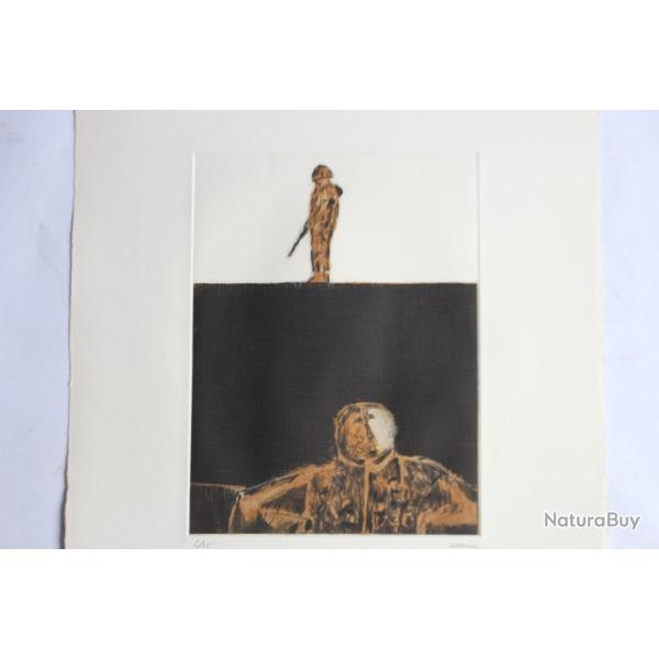 Gravure lithographie Doroteo ARNIZ Petite guerre - gros bnfice