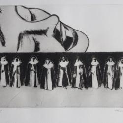 Gravure lithographiée Doroteo ARNÁIZ Procès à Diderot