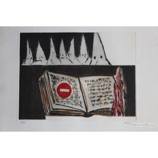 Gravure lithographi�e Doroteo ARN�IZ Fahrenheit 451