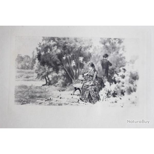 Gravure lithographi�e P. Avril XIXe si�cle