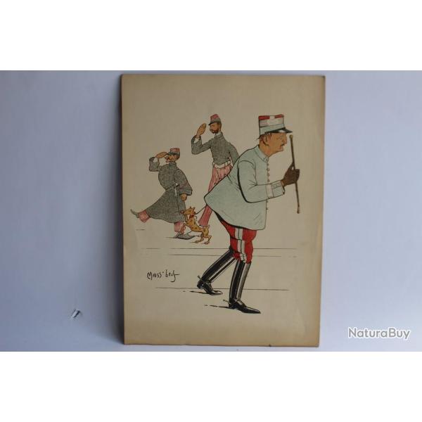 Grande caricature lithographi�e Mass'Beuf