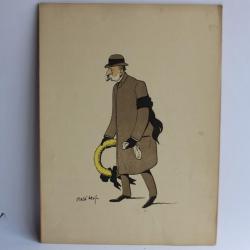 Grande caricature lithographiée Mass'Beuf